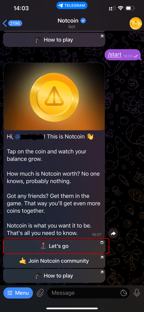 شروع نات کوین در تلگرام